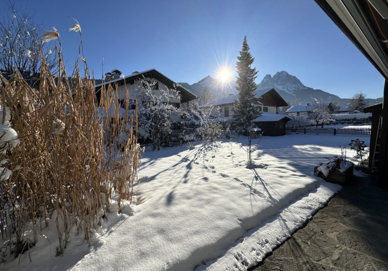 Blick in den Garten - Sonne auch im Winter!